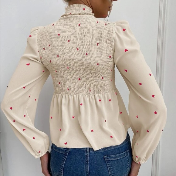 Boho hearts print shirred blouse - Picture 4 of 6